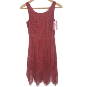 Pinky Brand Boho Blush/Dusty Rose Lace Dress Small